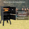 Outdoors Charcoal Barbeque Vertical Charcoal Smoker-Black