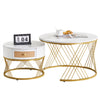 Round Nesting Coffee Tables Set Stacking Side Tables with Storage Drawer White