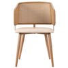 Modern Dining Chairs Set of 2 with Rattan Backrest & Upholstered PU Padded Seat