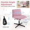 Mid Back Swivel Task Chair Bedroom Adjustable Criss Cross Legged Chair-Pink