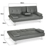 Sofa Bed Faux Leather with Cup Holders 2 Seater Click Clack Living Room Recliner