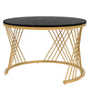 Set of 2 MDF Round Nesting Coffee Table Side Table with 1 Drawer, Black