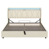 Upholstered Ottoman Storage Bed Frame 5ft King with Storage Headboard, LED Beige