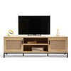 Rattan TV Unit Cabinet Stand Wood Effect 2 Door Storage Shelves | VonHaus