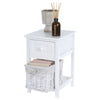 Shabby Chic Bedside Table Drawers Cabinet 1 Wicker Storage Wooden White
