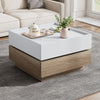 Coffee Table with 360° Rotating Square Coffee Storage Table with 2 Drawers Oak
