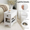 Set of 2 Rectangular Nightstand Retro Side Table with 1 Drawer White
