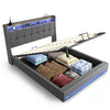 King Size Bed Frame Metal Bed Platform LED Lights Headboard & Bottom Hzilkxdtkce