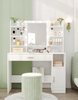 Dressing Table With 8 Shelves LED Mirror Set Makeup Desk Vanity Table Bedroom