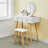 Dressing Table With Stool Led Lights Vanity Makeup Desk Set With 2 Drawers White