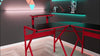 Corner Gaming Desk w/ Adjustable Monitor Stand Cup Holder Red