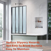 Over Bath Shower Screen 4 Folding Black Frame Safety Clear Glass Panel 1000x1400