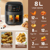 8L Visible Air Fryer Oven All-in-One Fry Roast Bake Dehydrate Low Fat Oil Free