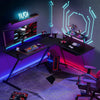 L-Shaped Computer Desk Home Office Corner Workstation w/ Movable Host Stand
