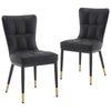 2x Luxury Faux Leather Kitchen Dining Chairs Accent Chairs with Metal Legs Black