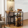 Bar Table Set 3 Piece Stools Shelves Industrial Dining Breakfast Table for Home