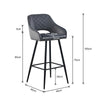 2 Pcs Velvet Bar Stools Upholstered Padded Seat Kitchen Bar Chair Modern Grey