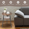 Round Side Table Wooden 2-Tier Sofa End Beside Accent Table W/ Storage Shelf