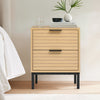 2 Drawers Wooden Bedside Cabinet Bedroom Furniture Storage Nightstand Metal Legs