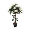 Large Artificial White Rose Tree in Pot Flower Plant Outdoor Home Office Decor