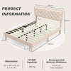 King Size Bed Frame Wooden Slat Bed Platform Upholstered Button Tufted Headboard