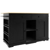 Rolling Kitchen Island Storage Trolley with Drop Leaf Top and 2 Drawers, Black