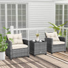 3 PCS Patio Furniture Set Outdoor Patio Rattan Sofa Set W/ Soft Seat White