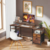 Computer Desk with Power Outlets LED Gaming Desk Home Office Desk 2 Drawer Shelf