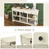 3-Tier Console Table Wooden Sofa Side Table W/ Storage Shelves-White