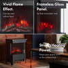 Electric Stove Heater 1900W Freestanding Fireplace LED Flame Glass Panel Black