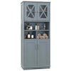 Tall Bathroom Cabinet Large Floor Storage Cabinet w/ Acrylic Doors Grey