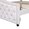 Double Side Bed Faux Leather Upholstered Tufted Button Bed Frame with Drawers