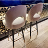 Set Of 2x Luxury Astra Cream Velvet Barstool Swivel Chair for Pub Club Café