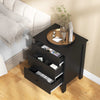 Bedroom Nightstand Set of 2 Compact Storage Chest w/ 3 Drawer-Black