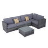 Grey Rattan Garden Sofa Set Outdoor 4 Piece Furniture with Cushions And Table