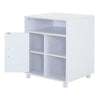 Rolling Portable Office Storage Unit Printer Side Table Wooden Shelves PC Rack