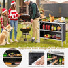 Folding Camping Table Portable Picnic Table 2-Tier Open Shelves-Black