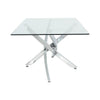 Coffee Dining Table Living Room Furniture Metal Base Tempered Glass Square Desk