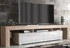 200cm I Modern TV Unit I Cabinet with Storage I Oak I High Gloss White Doors