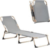 Sun Lounger Folding Reclining Chair Portable Reclining Garden Seat Bed Grey