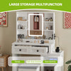 Makeup Desk with LED Lights, Cabinet, 2 Drawers, Shelves, for Bedroom