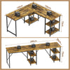 Flamaker 150CM Reversible L Shaped Desk with Shelves Industrial Corner Desk