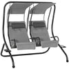 2Seater Garden Swing Outdoor Patio 2Separate Chairs Handrails Removable Canopy