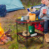 Round Folding Portable Table Camping Garden Party Picnic Trestle w/ Cups Holder