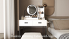 Modern Dressing Table Set with LED Light Mirror Stool Drawers Shelves Bedroom
