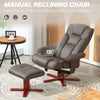 Recliner Chair with Footstool, PU Leather Armchair Leisure Lounge Chair, Brown