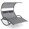 Costway Outdoor Double Chaise Rocker Rocking Daybed Sun Lounger w/ Canopy