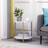 Marble Effect 2-Tier End Table Sofa Side Tables for Living Room Bedside Table