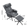 2 Pcs Reclining Armchair with Ottoman Set Swivel Home Furniture PU Leather Grey