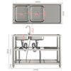 120cm Commercial Sink Kitchen Stainless Steel 2.0 Bowl Catering Drainer Unit+Tap